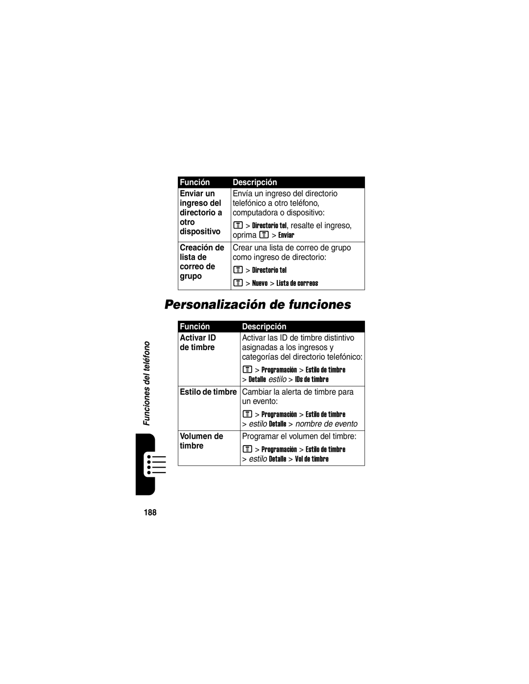 Motorola V330 manual Personalización de funciones 