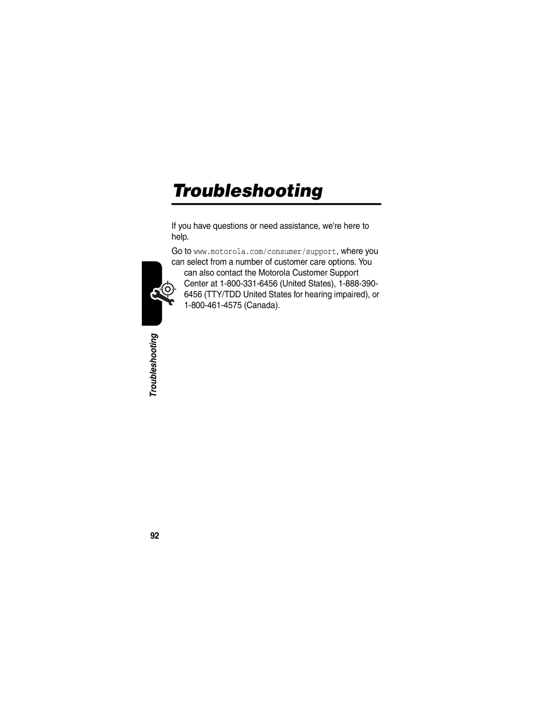 Motorola V330 manual Troubleshooting 