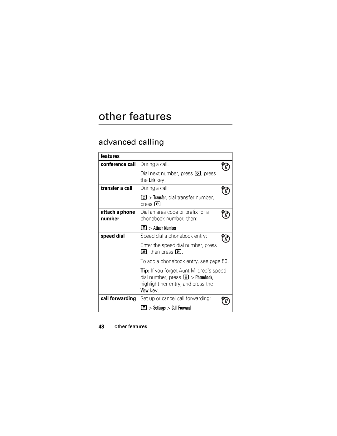 Motorola V360 manual Other features, Advanced calling 