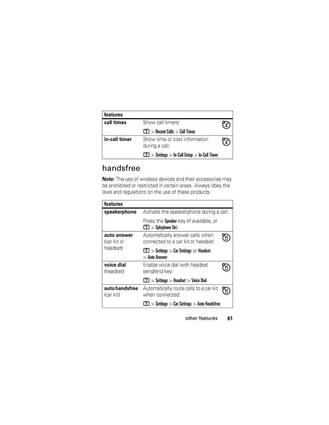 Motorola V360 manual Handsfree 