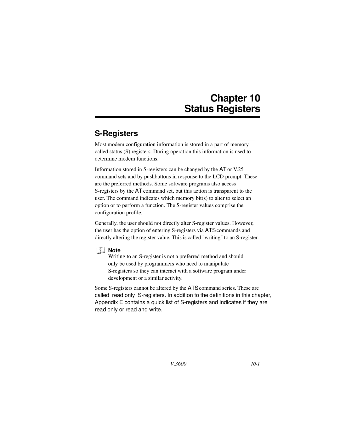 Motorola V.3600 manual Chapter Status Registers 