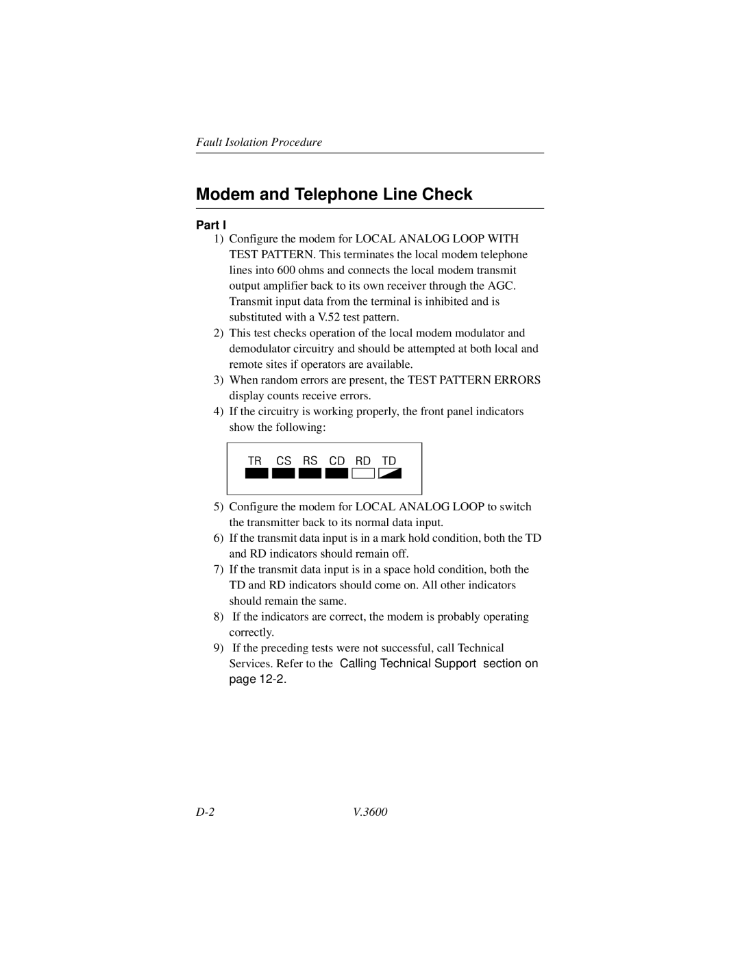 Motorola V.3600 manual Modem and Telephone Line Check, Part 