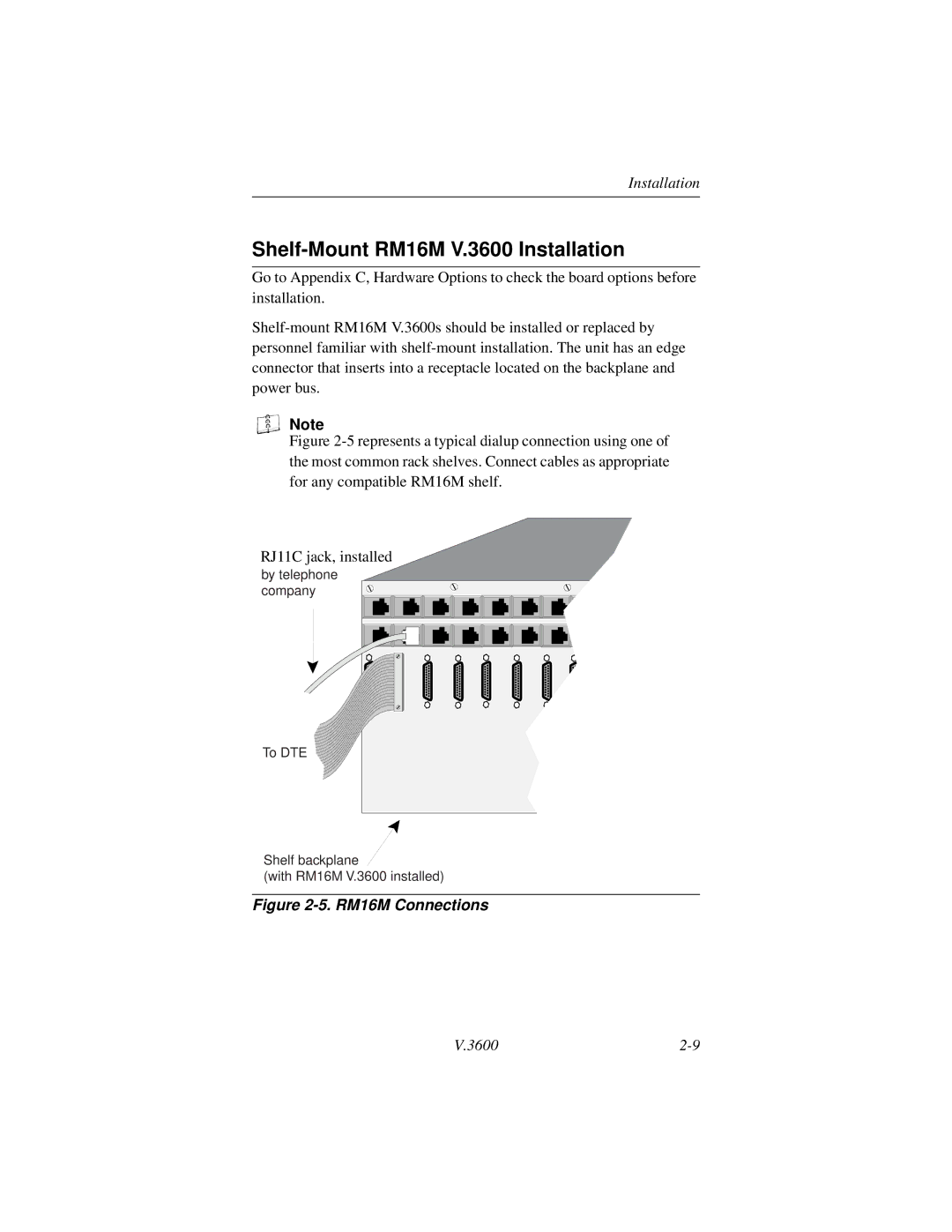 Motorola manual Shelf-Mount RM16M V.3600 Installation, RM16M Connections 