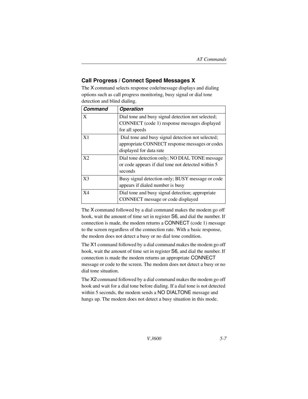 Motorola V.3600 manual Call Progress / Connect Speed Messages 