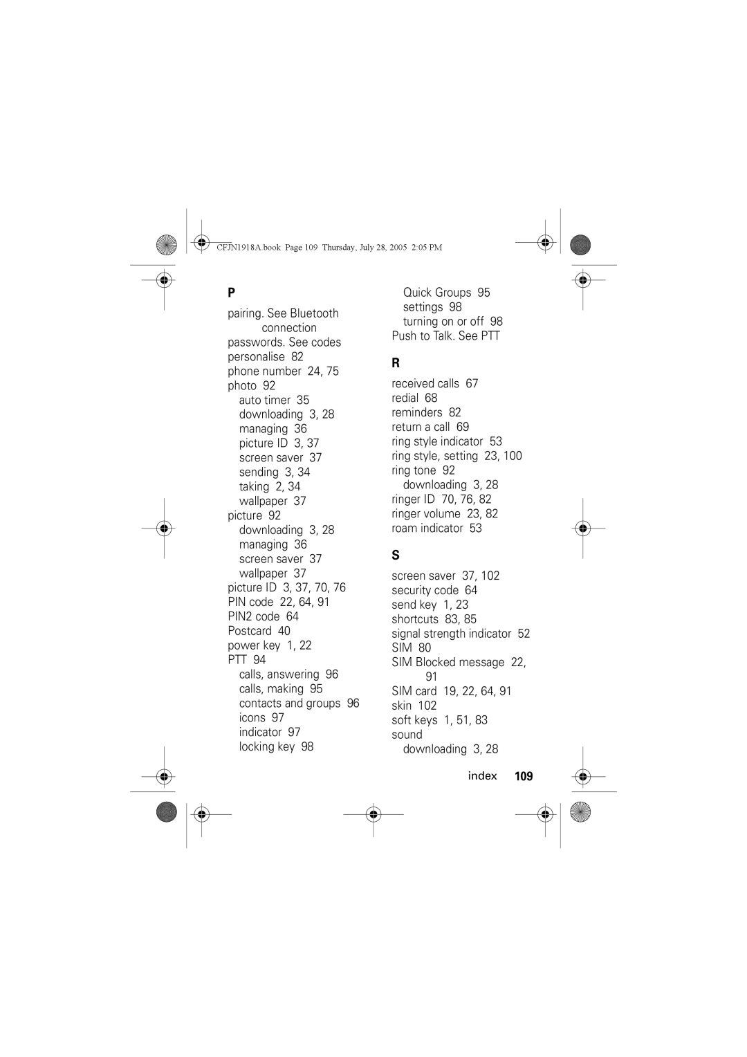 Motorola V360v manual Pairing. See Bluetooth connection passwords. See codes 