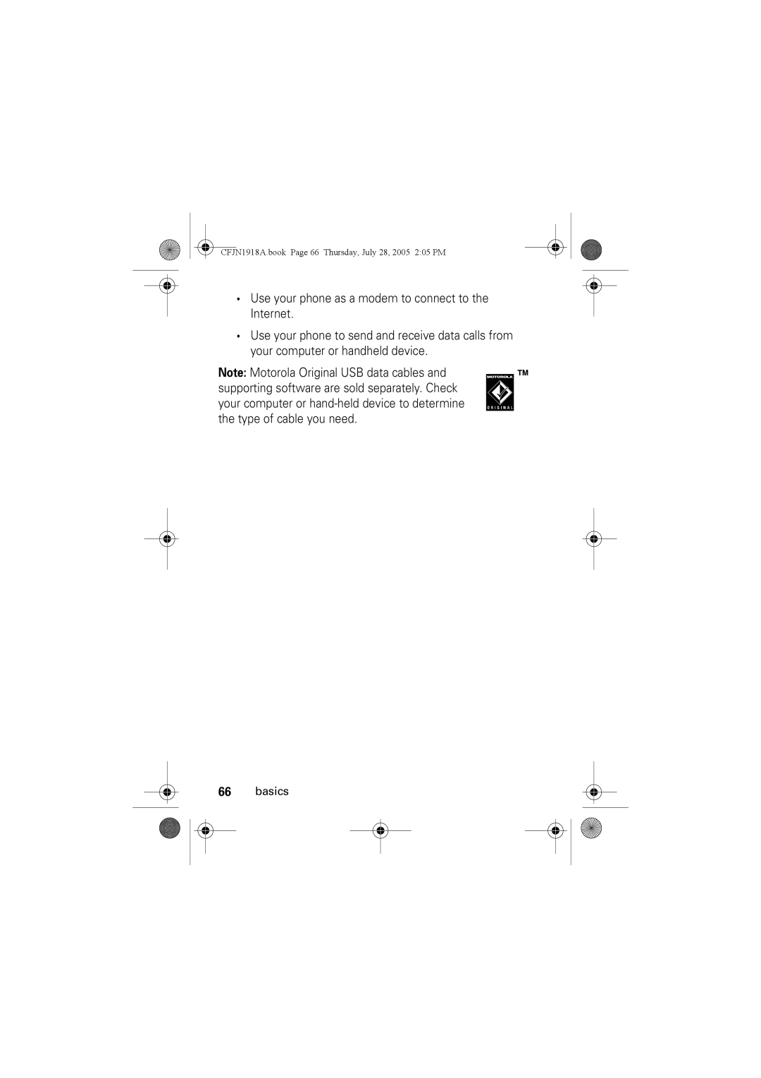 Motorola V360v manual CFJN1918A.book Page 66 Thursday, July 28, 2005 205 PM 