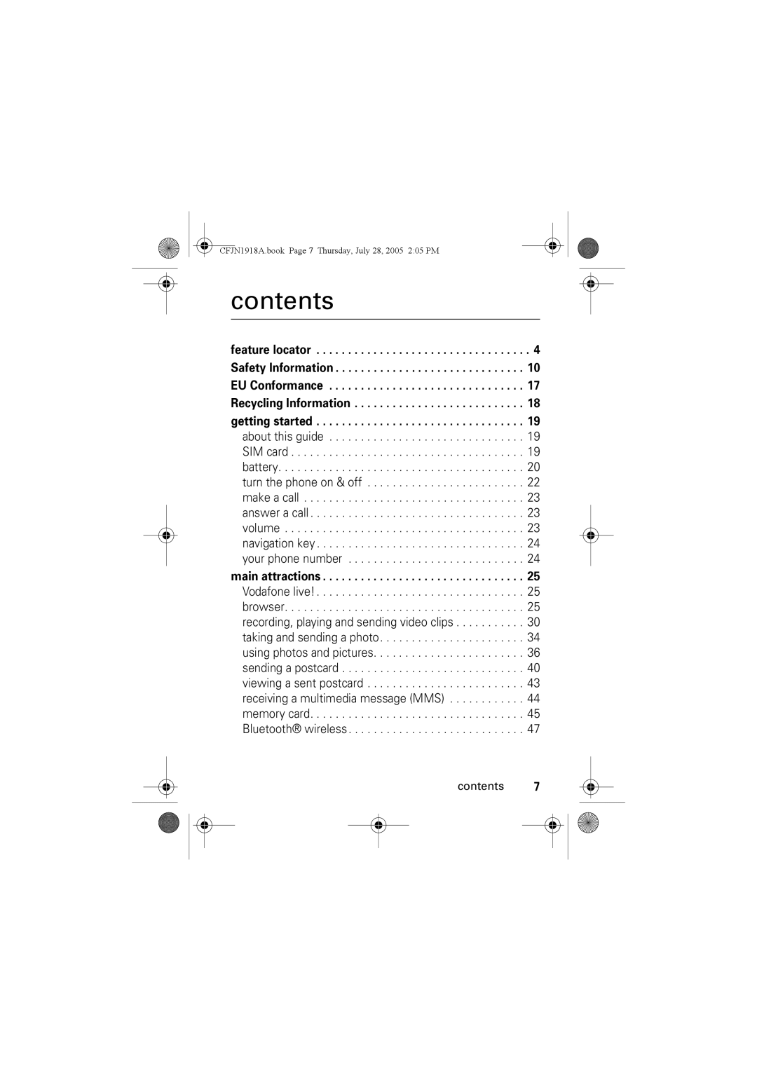 Motorola V360v manual Contents 