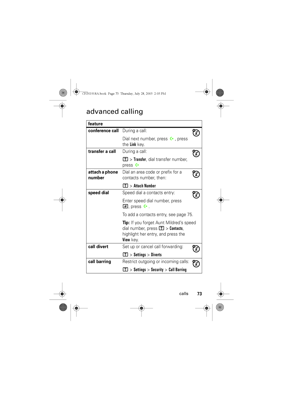 Motorola V360v manual Advanced calling 