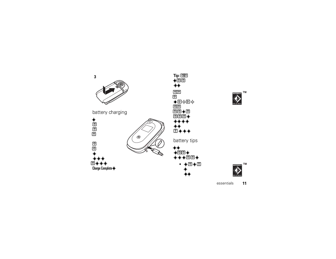 Motorola V361 manual Battery charging, Battery tips, Your phone might 