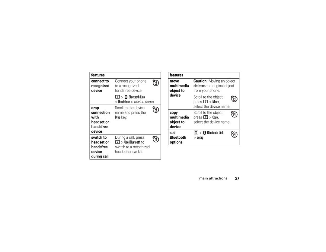 Motorola V361 manual Bluetooth Link, Setup 