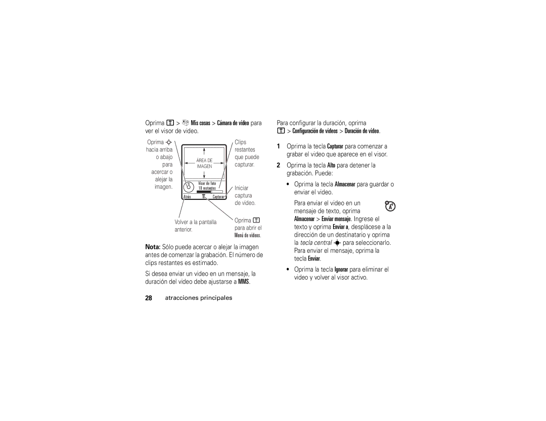 Motorola V365 manual Oprima S Clips 