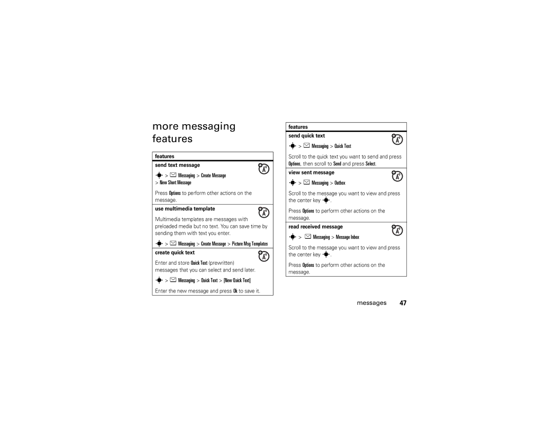 Motorola V3A manual More messaging features 