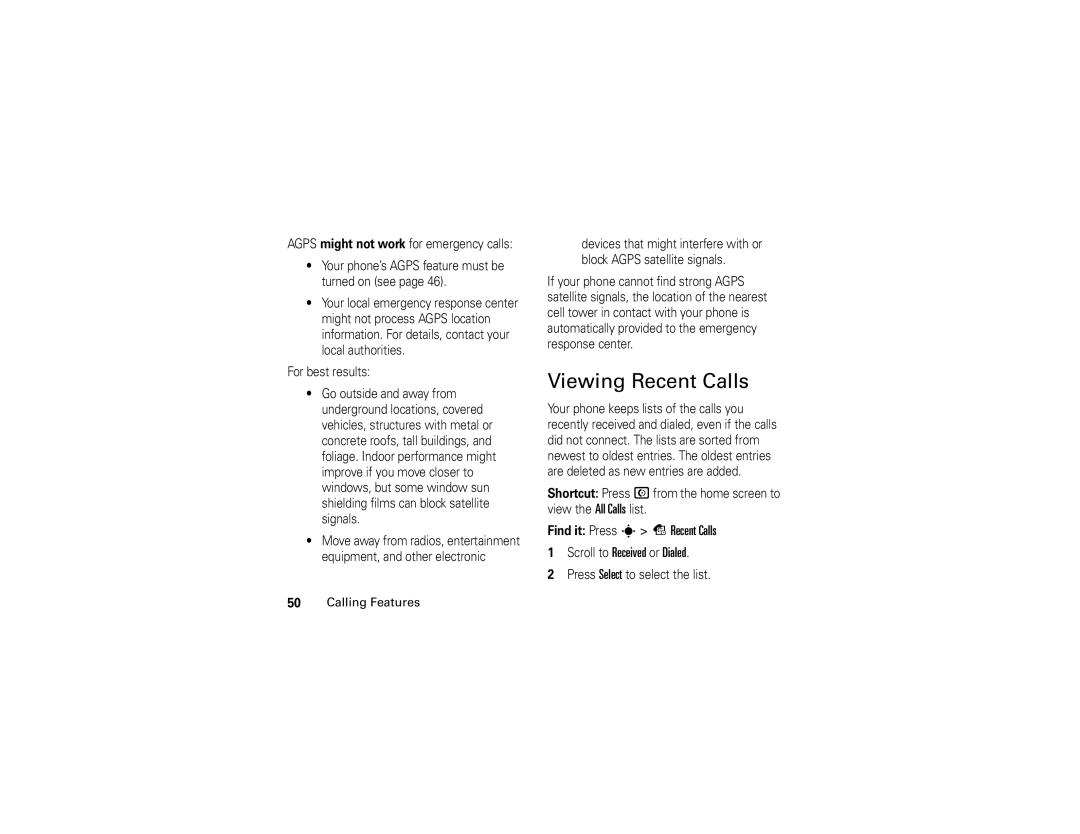 Motorola V3c manual Viewing Recent Calls, Find it Press s s Recent Calls Scroll to Received or Dialed 