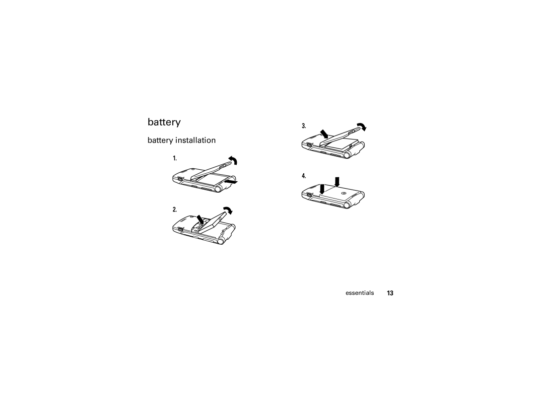 Motorola V3E manual Battery3, Battery installation 