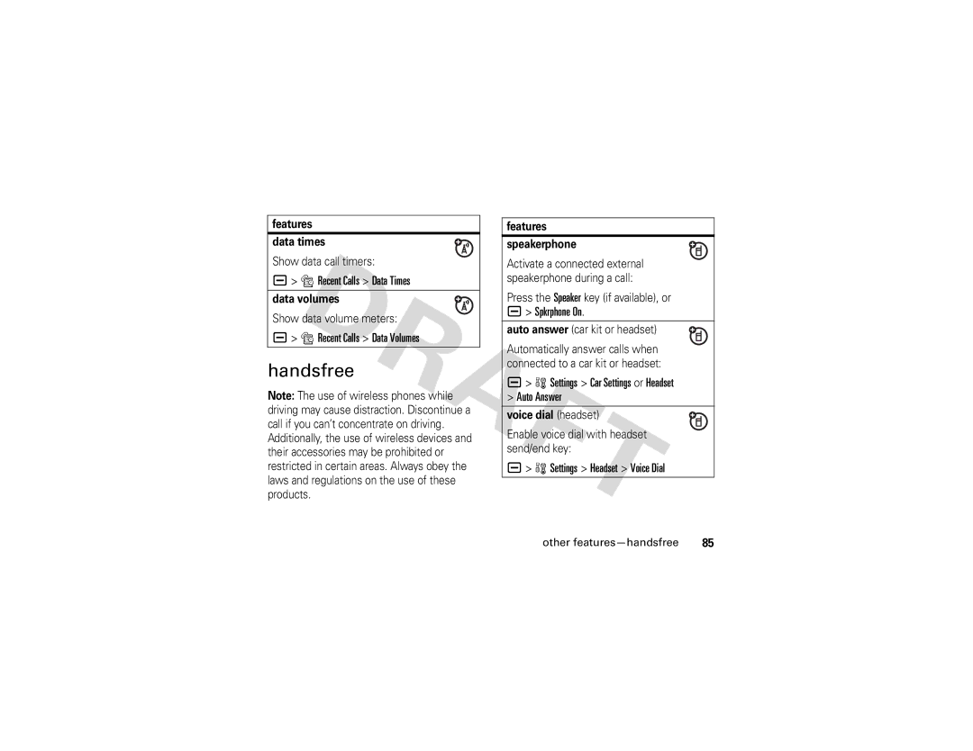 Motorola V3i GSM manual Handsfree 