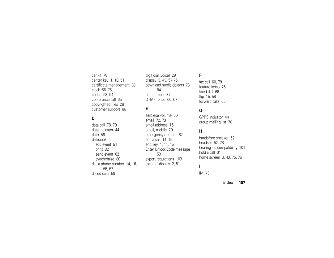 Motorola V3i user manual Index 