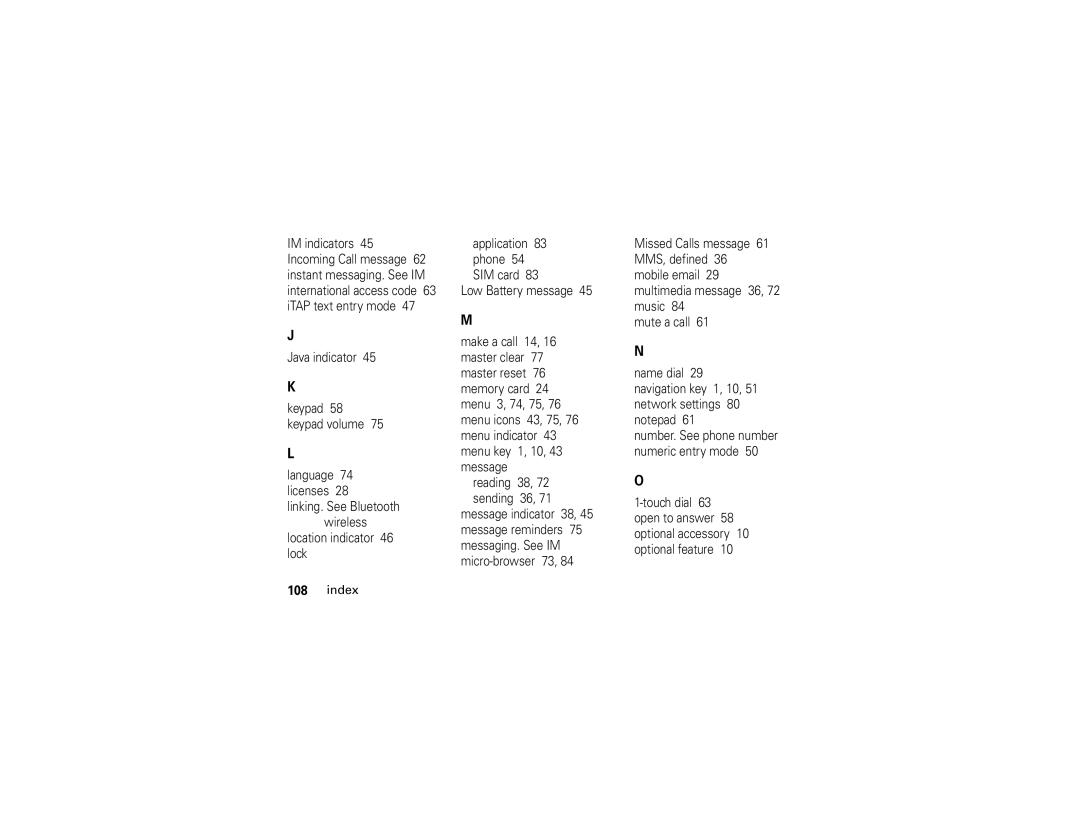 Motorola V3i user manual Index 