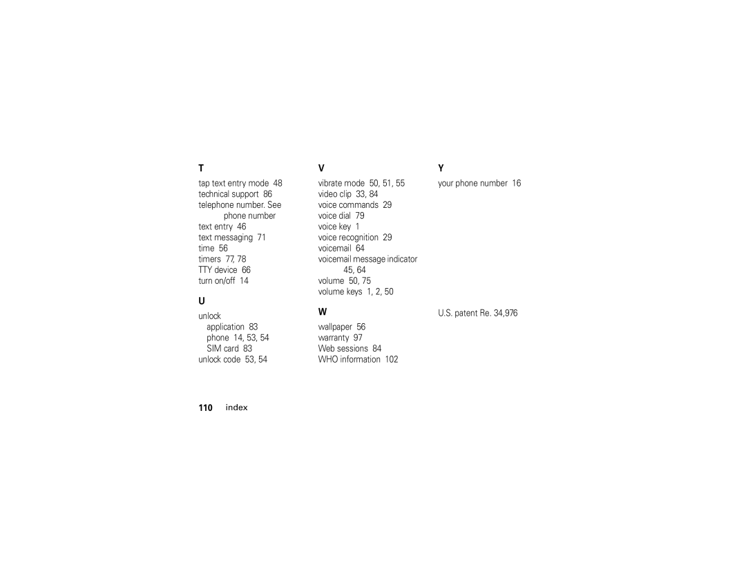 Motorola V3i user manual Index 