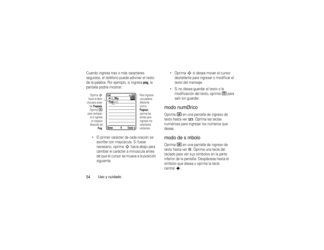 Motorola V3i user manual Modo numérico, Modo de símbolo 