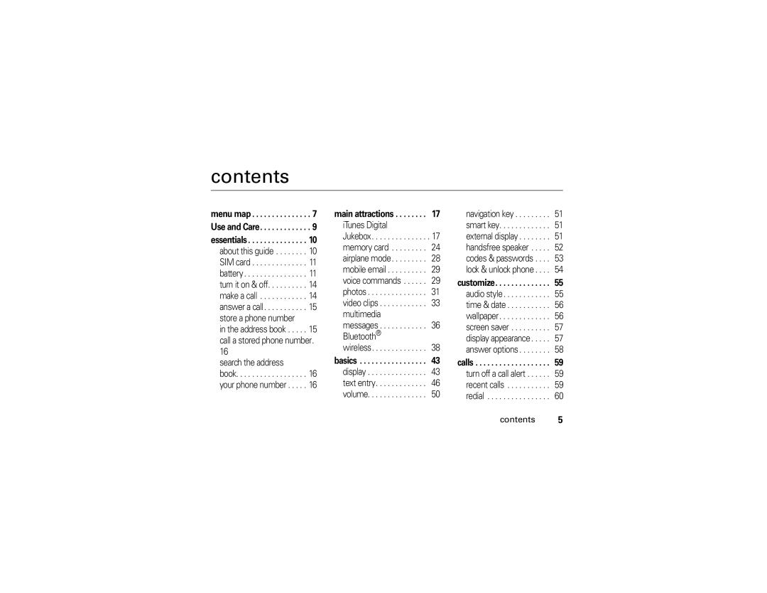 Motorola V3i user manual Contents 