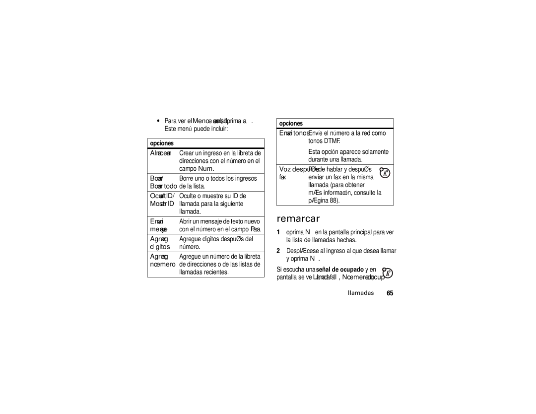 Motorola V3i manual Remarcar 