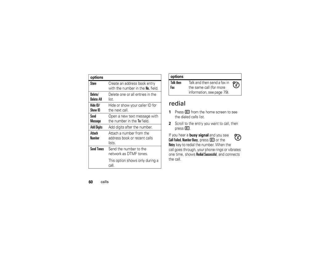 Motorola V3i manual Redial 