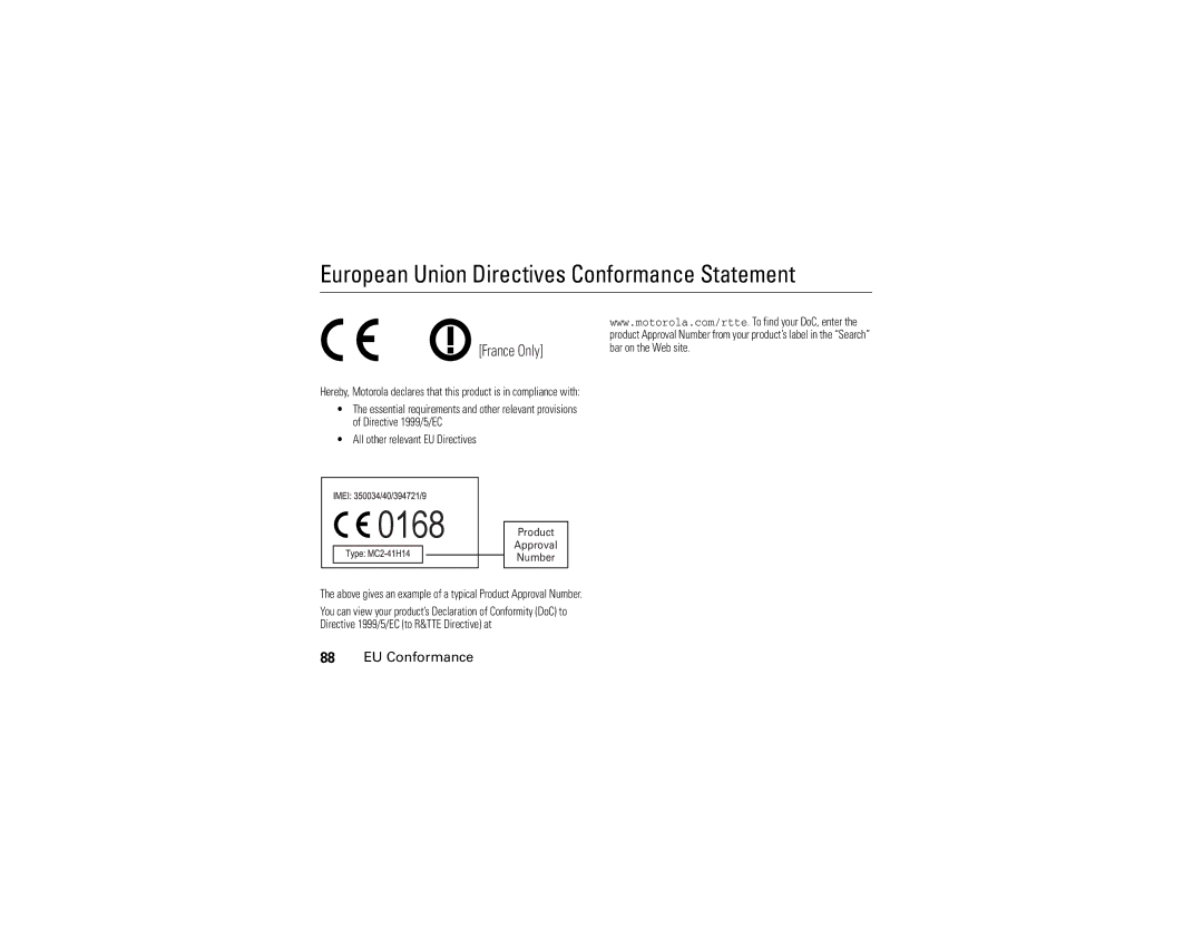 Motorola V3i manual European Union Directives Conformance Statement, EU Conformance 