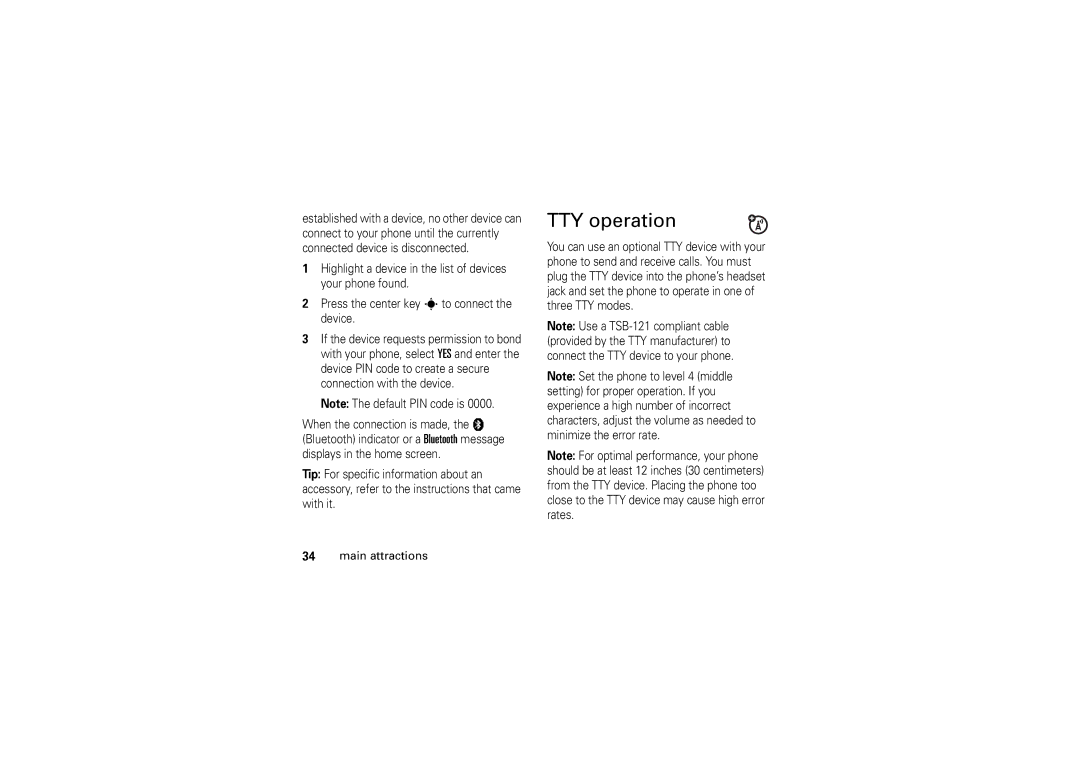 Motorola V3M manual TTY operation 