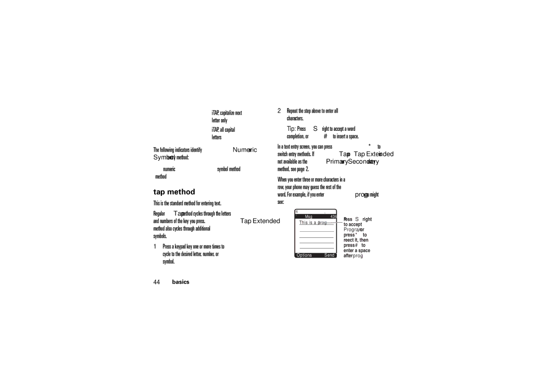 Motorola V3M manual Tap method, Options Send To 