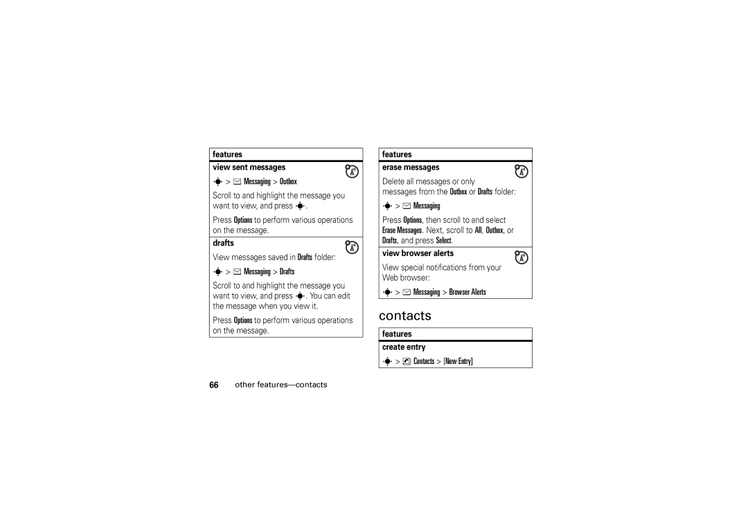 Motorola V3M manual Contacts 