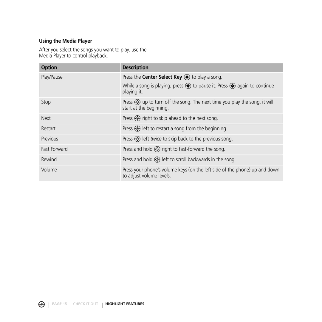 Motorola V3M manual Using the Media Player 