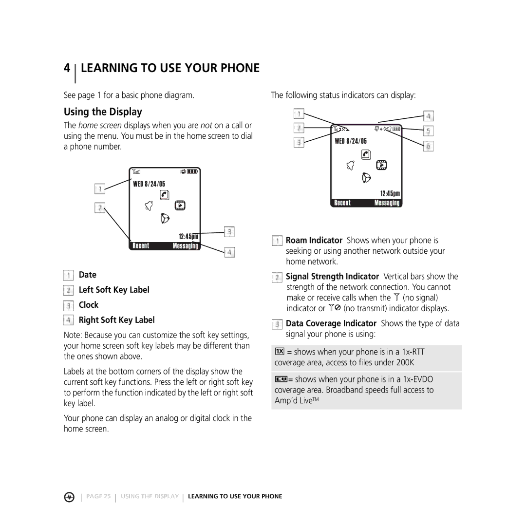 Motorola V3M manual Learning to USE Your Phone, Using the Display, See page 1 for a basic phone diagram 