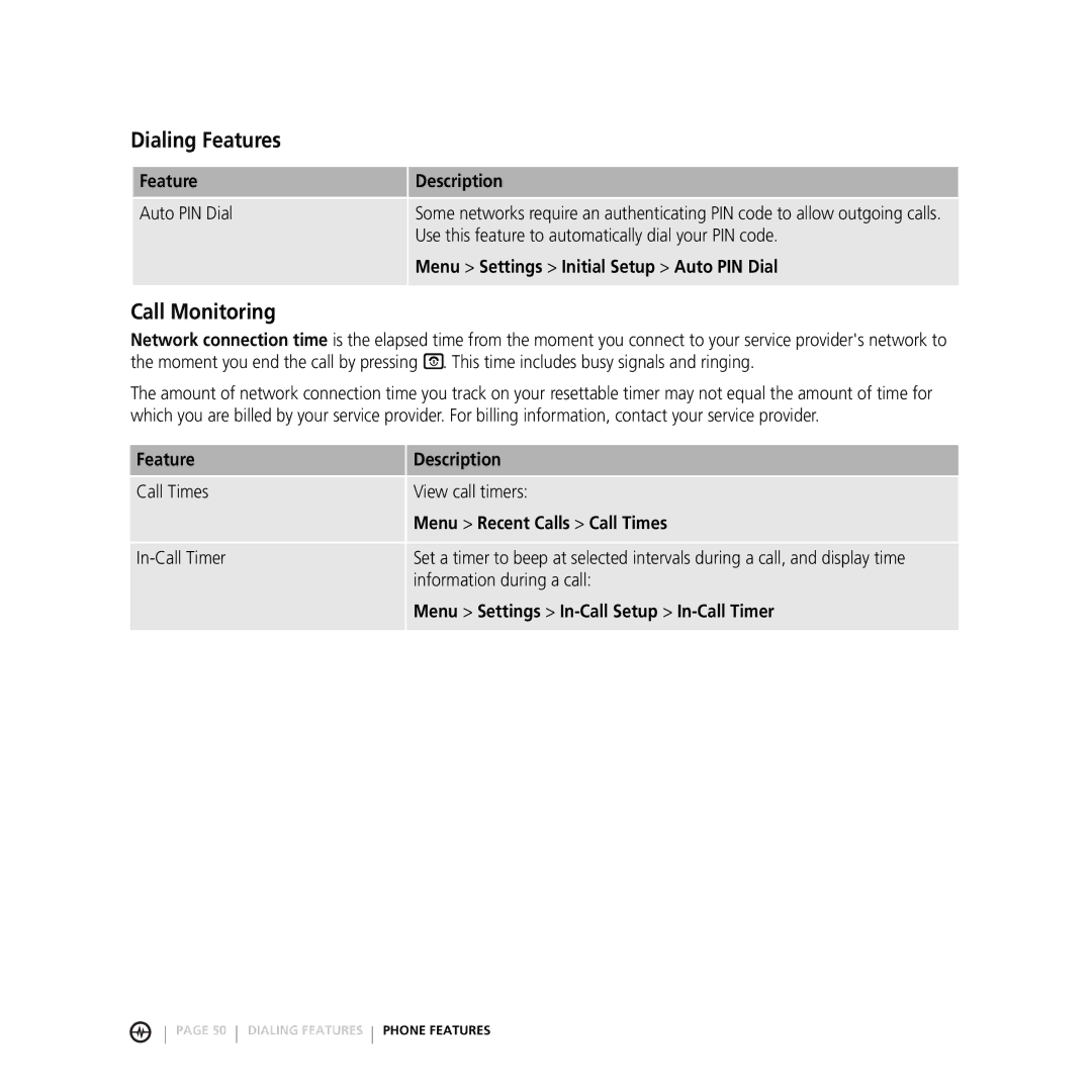 Motorola V3M manual Dialing Features, Call Monitoring 