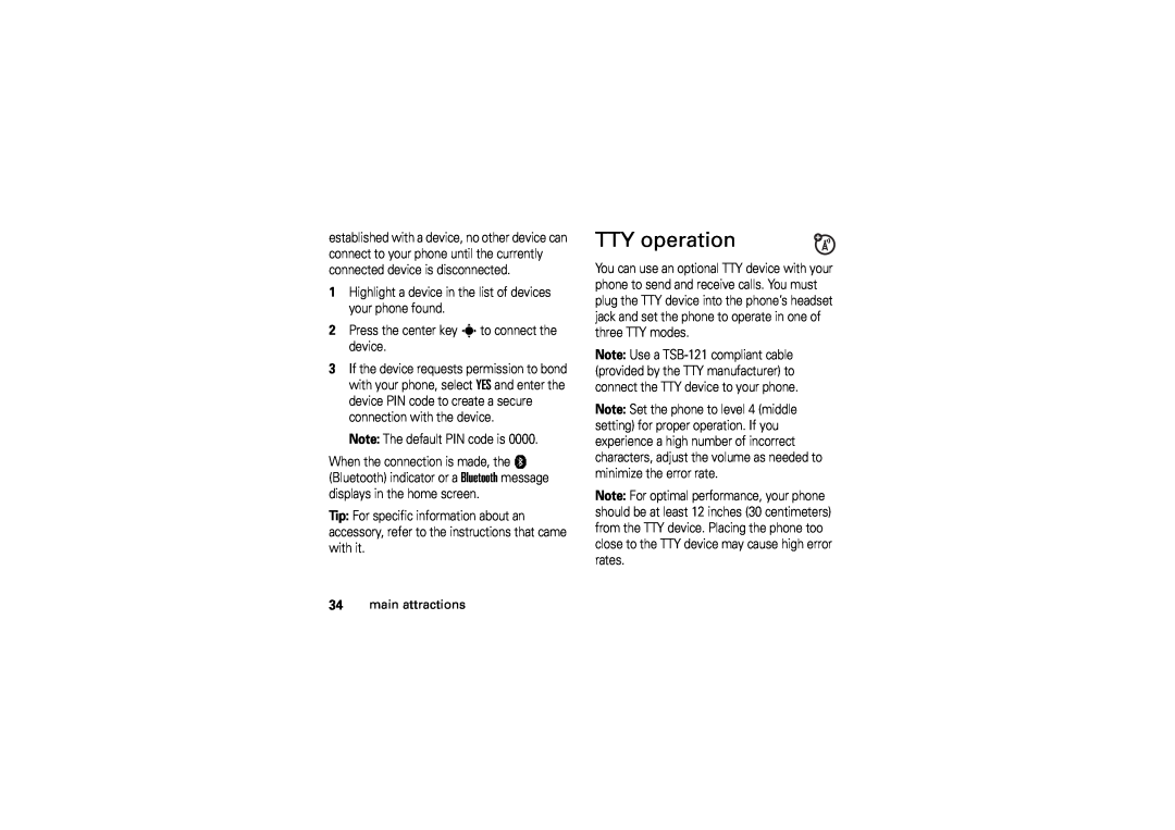 Motorola V3M manual TTY operation 