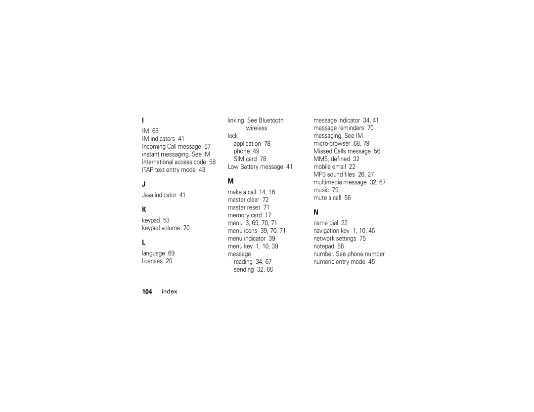 Motorola V3r manual Index 