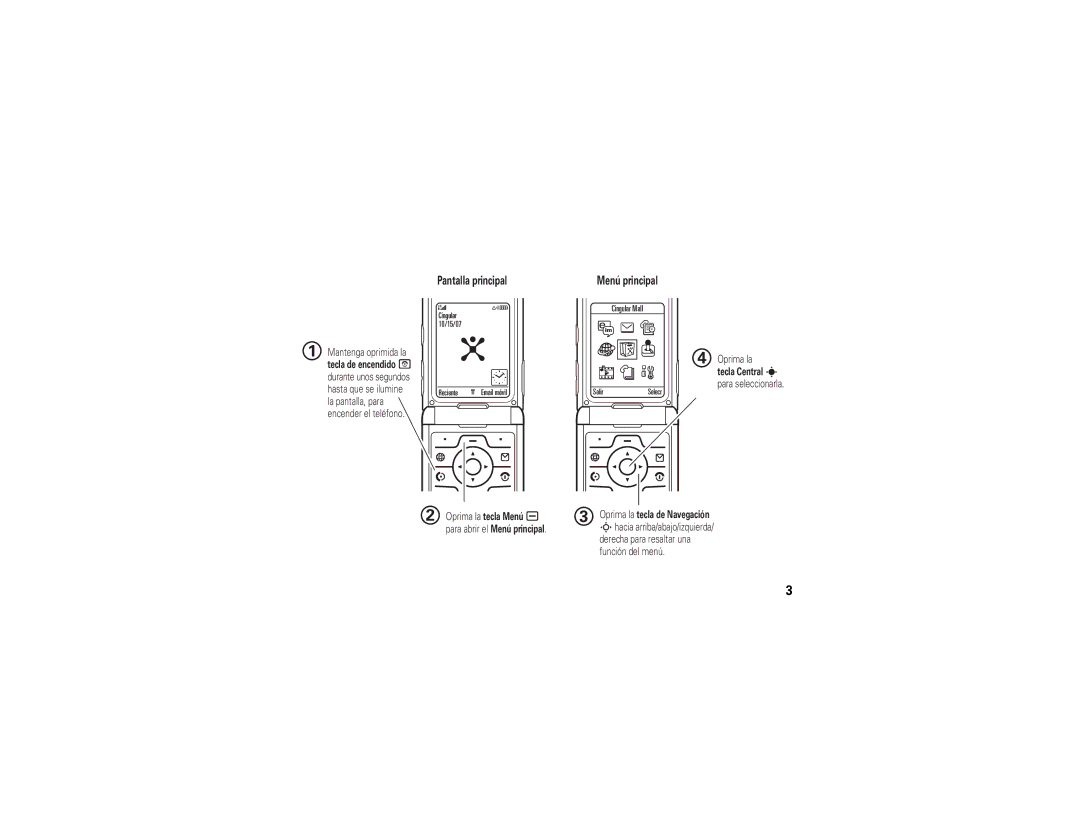 Motorola V3r manual Pantalla principal Menú principal 