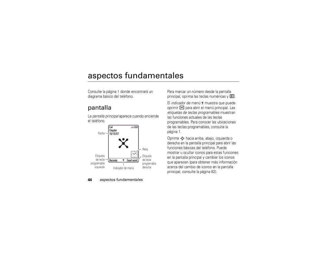 Motorola V3r manual Aspectos fundamentales, Pantalla 