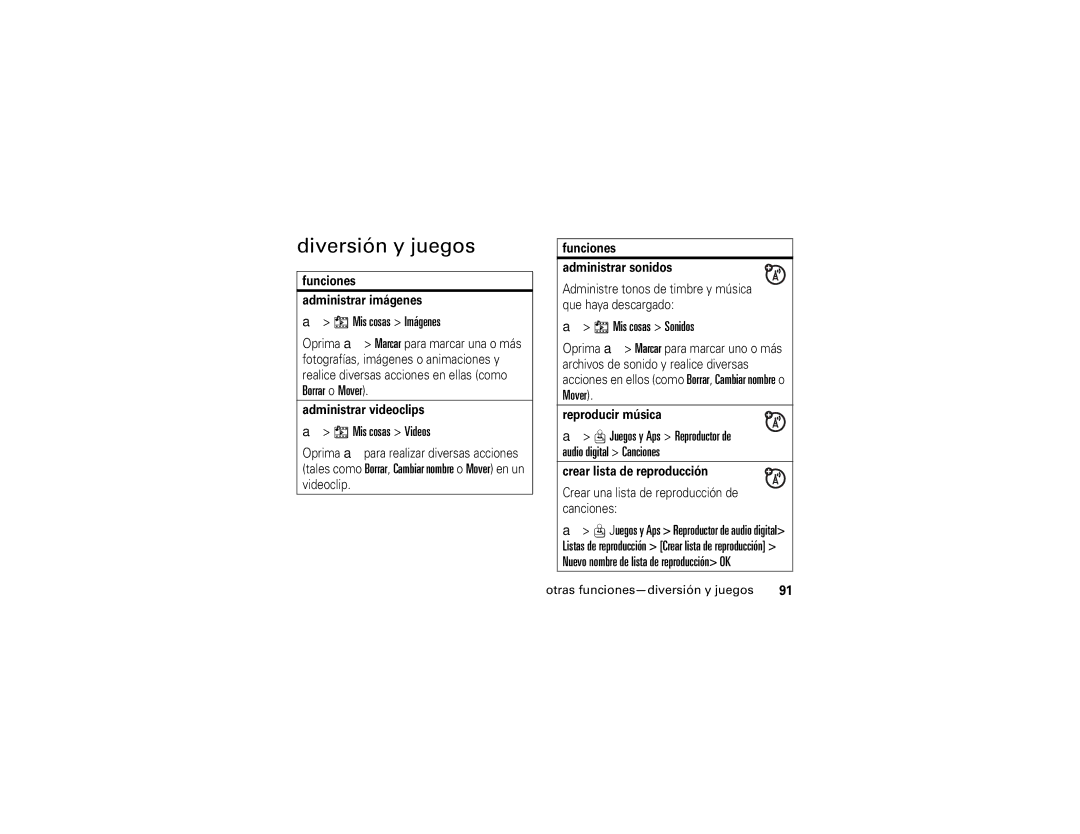 Motorola V3r manual Diversión y juegos 