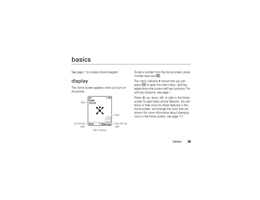 Motorola V3r manual Basics, Display 