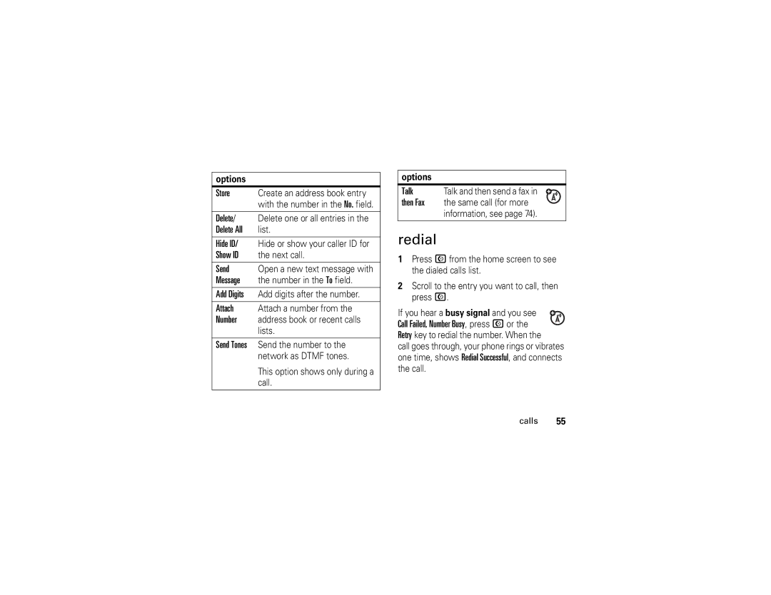 Motorola V3r manual Redial 