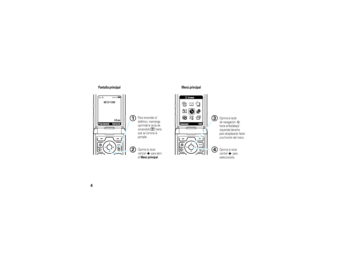 Motorola V3S manual Pantalla principal 