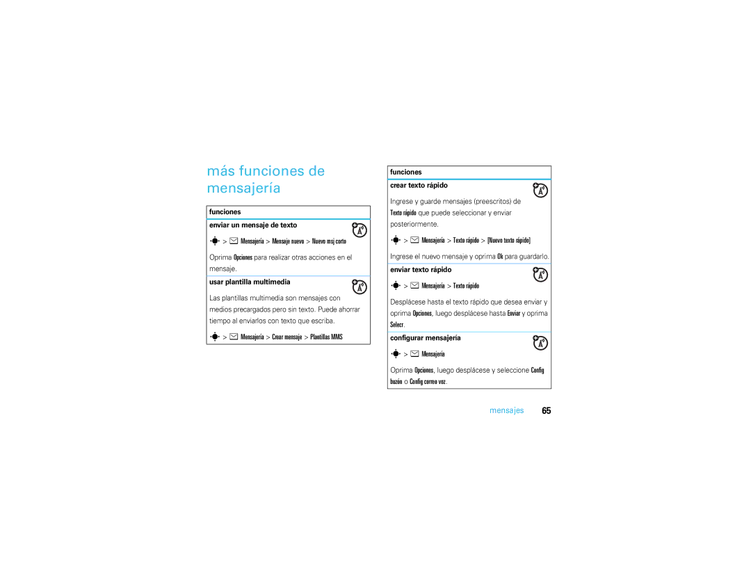 Motorola V3S manual Más funciones de mensajería 