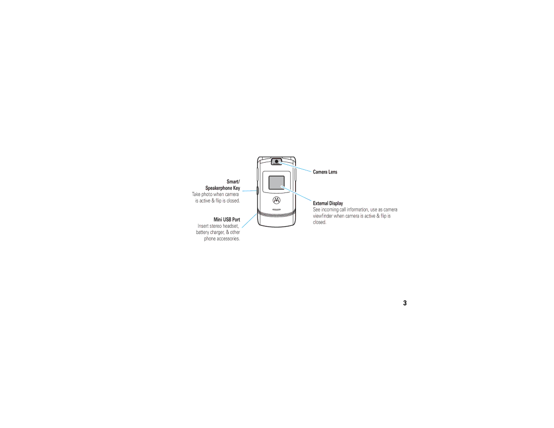 Motorola V3S manual Take photo when camera is active & flip is closed 