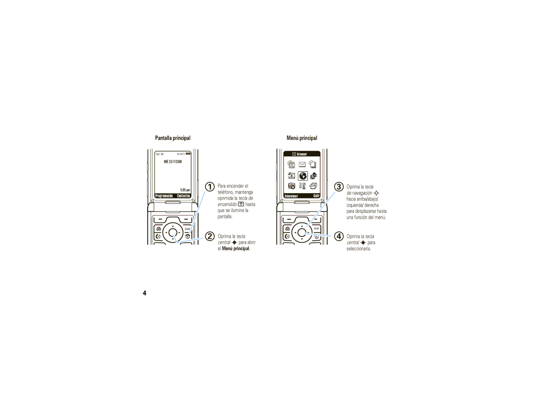 Motorola V3S manual Pantalla principal 