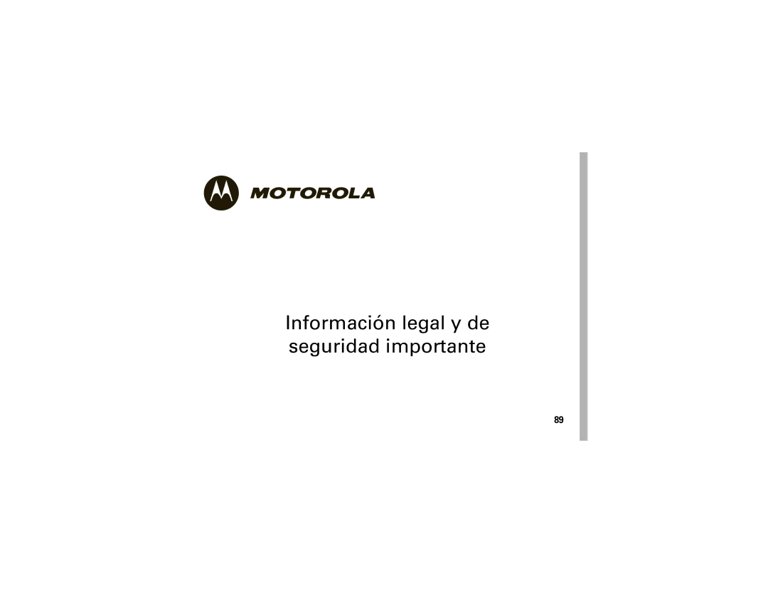 Motorola V3S manual Información legal y de seguridad importante 