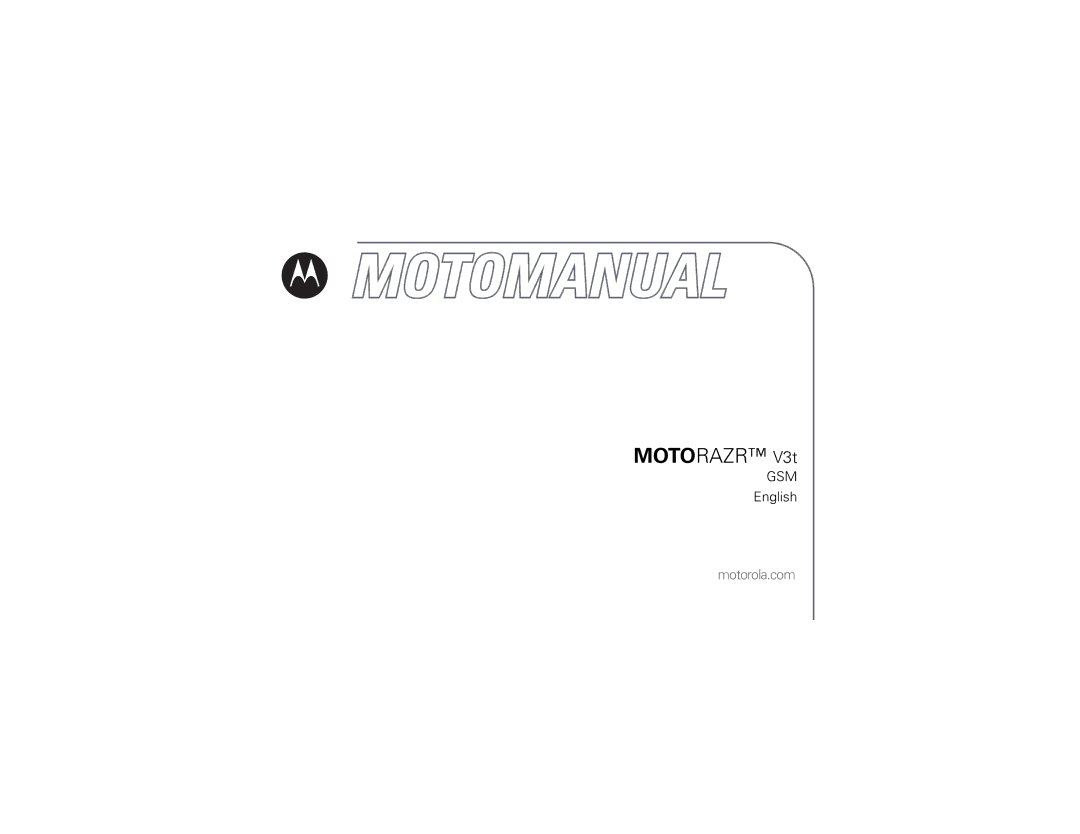 Motorola manual Motorazr V3t, English 