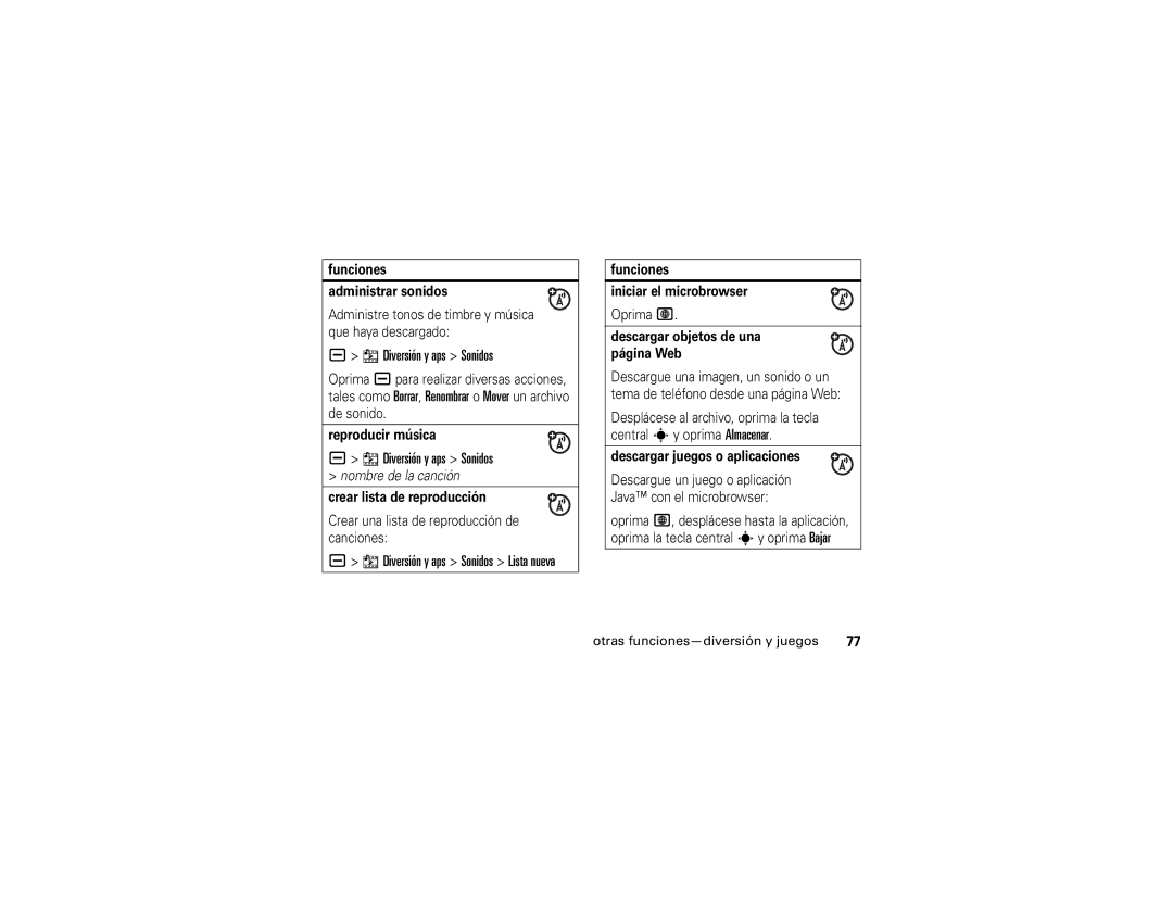 Motorola V3t manual Diversión y aps Sonidos Lista nueva 