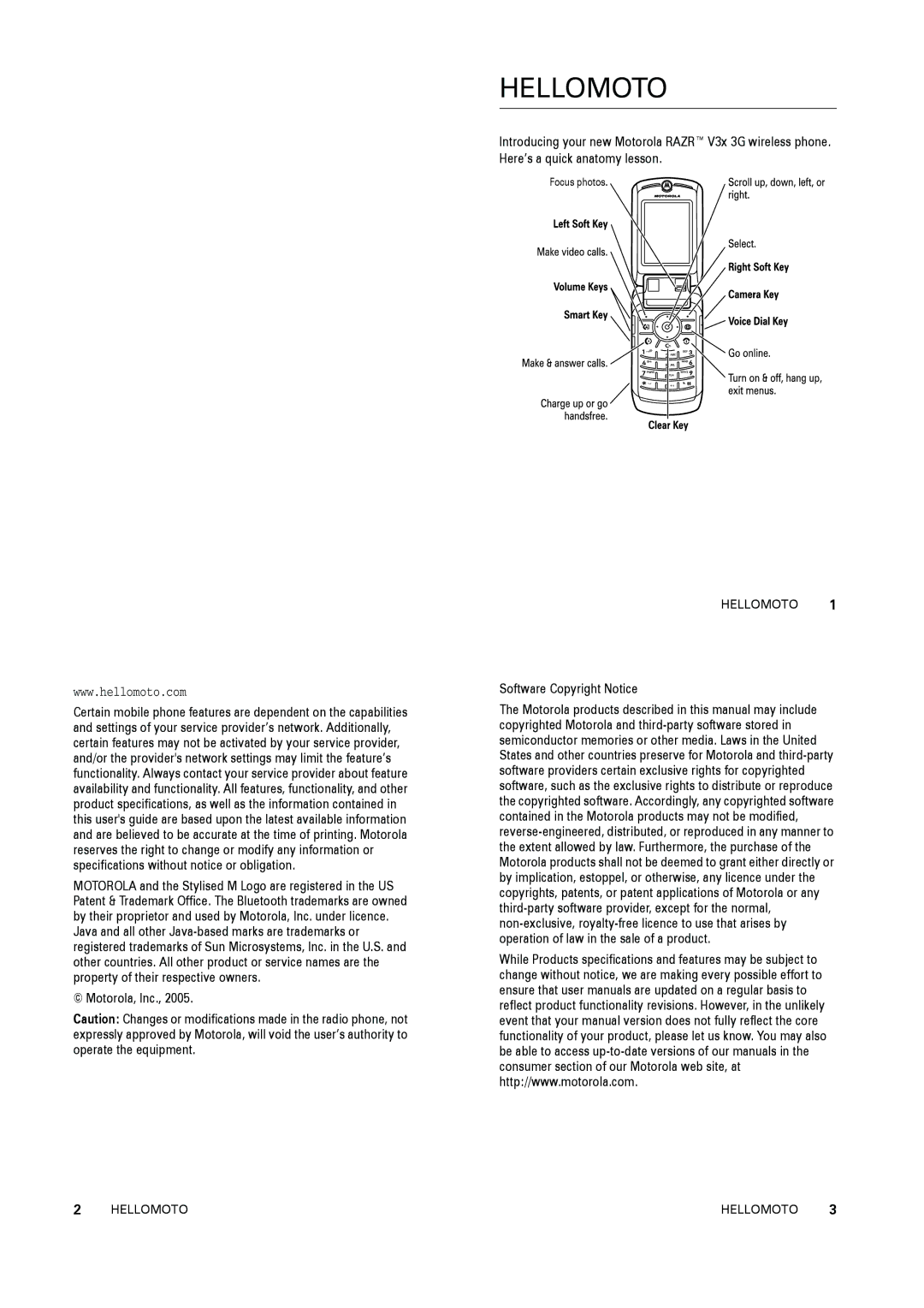 Motorola V3x specifications Motorola, Inc, Software Copyright Notice 