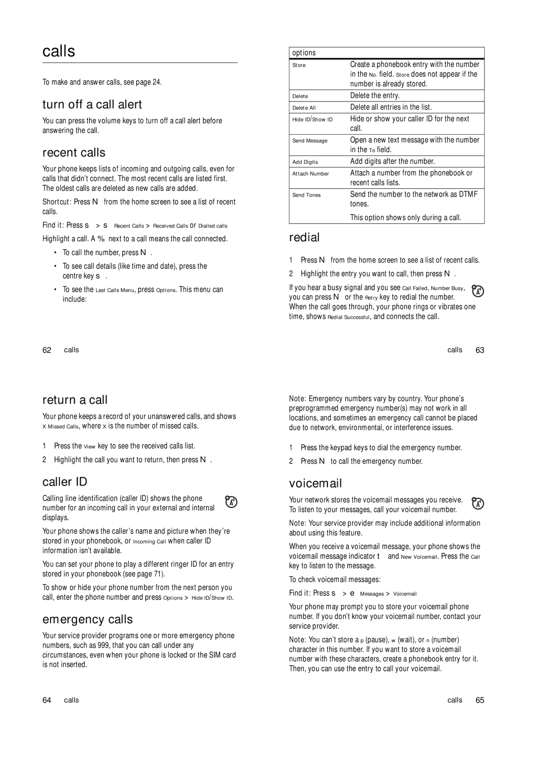 Motorola V3x specifications Calls 