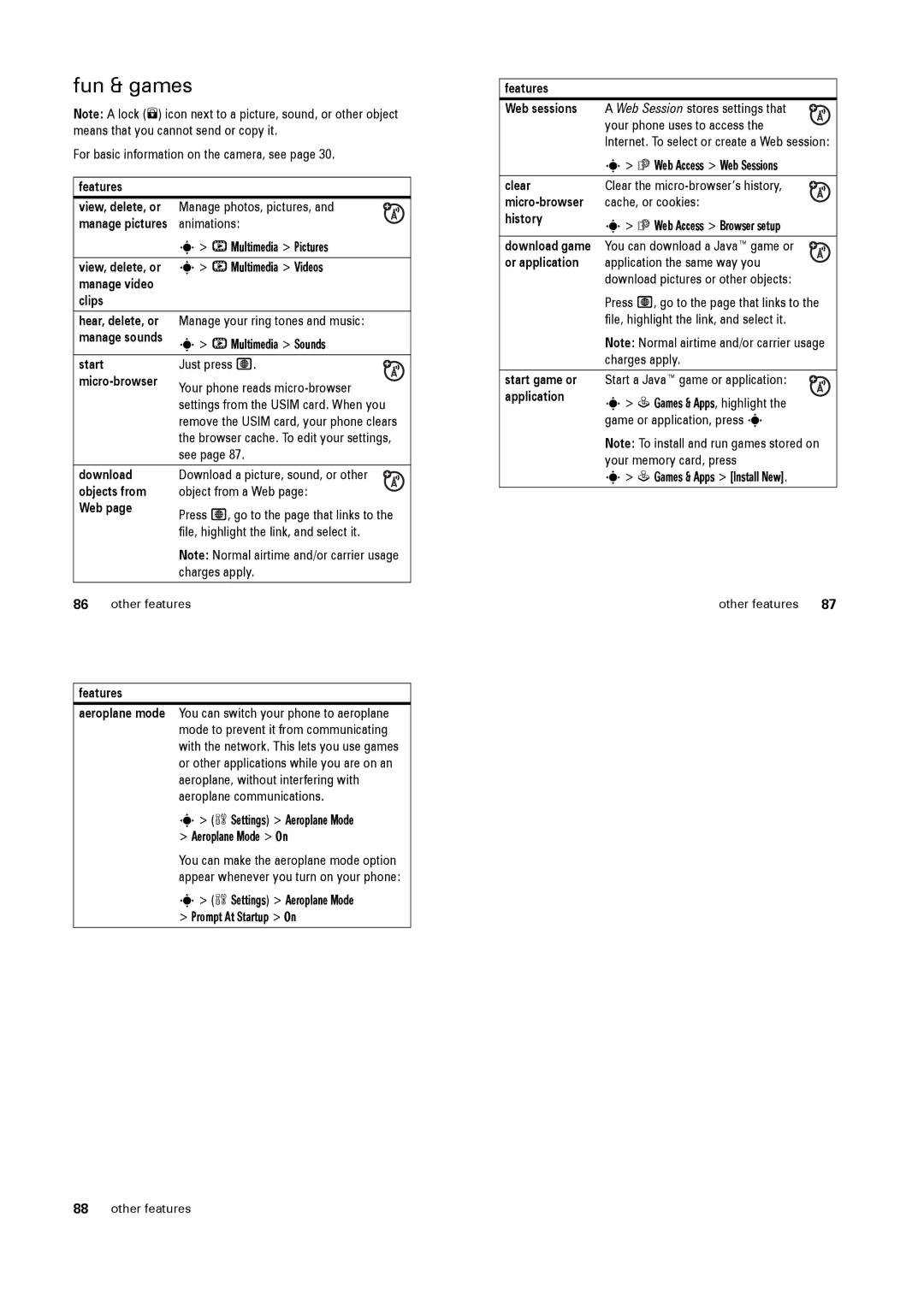 Motorola V3x specifications Fun & games 